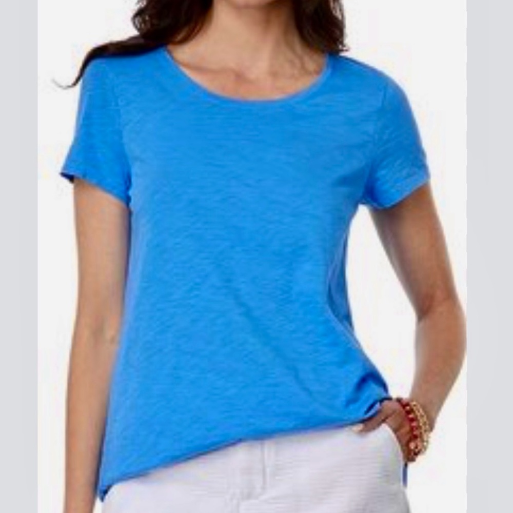 Lilly Pulitzer Etta Blue Scoop Neck Top - Picture 2 of 6